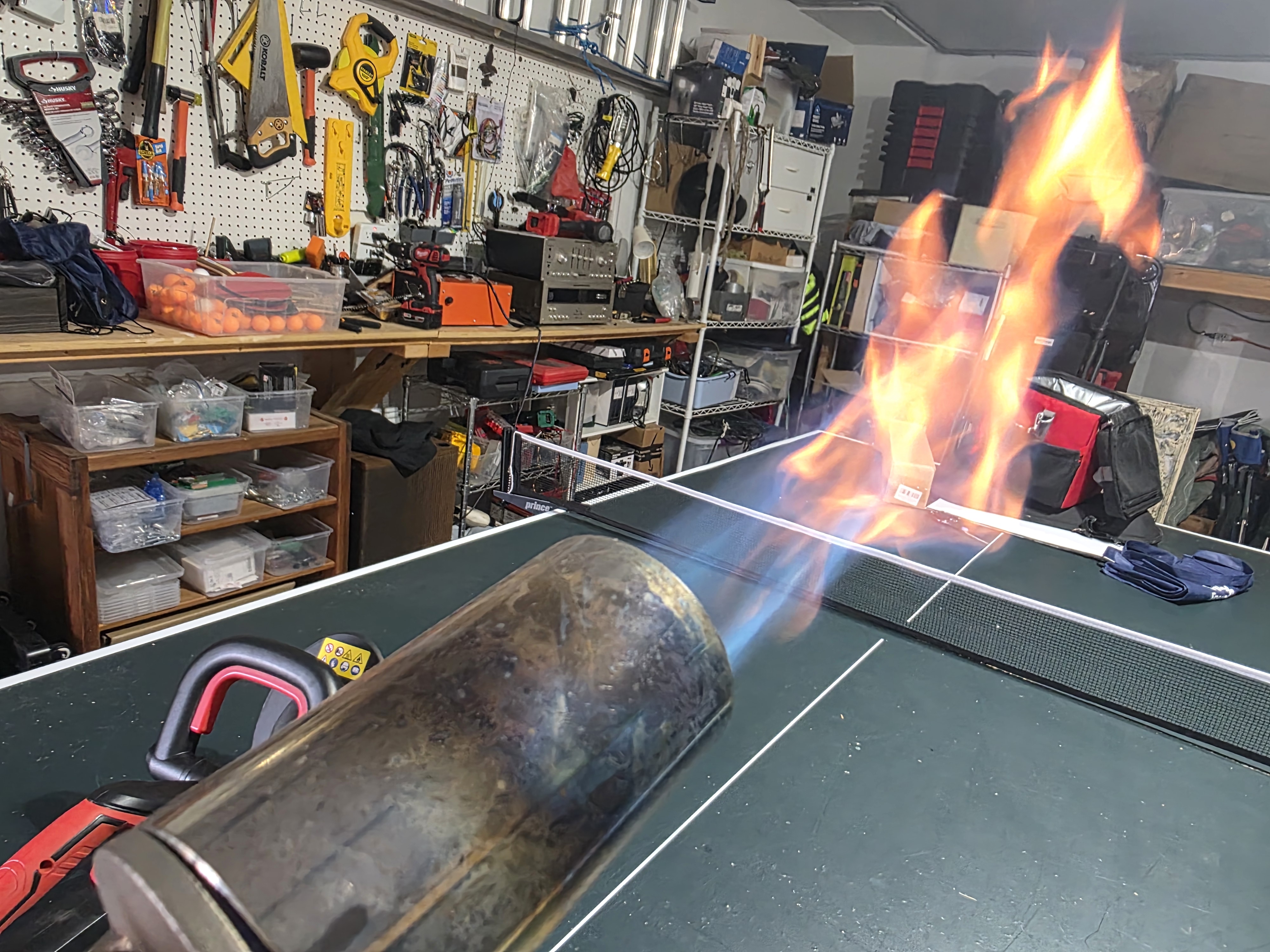 Quanie torch orange turbo flame over workbench