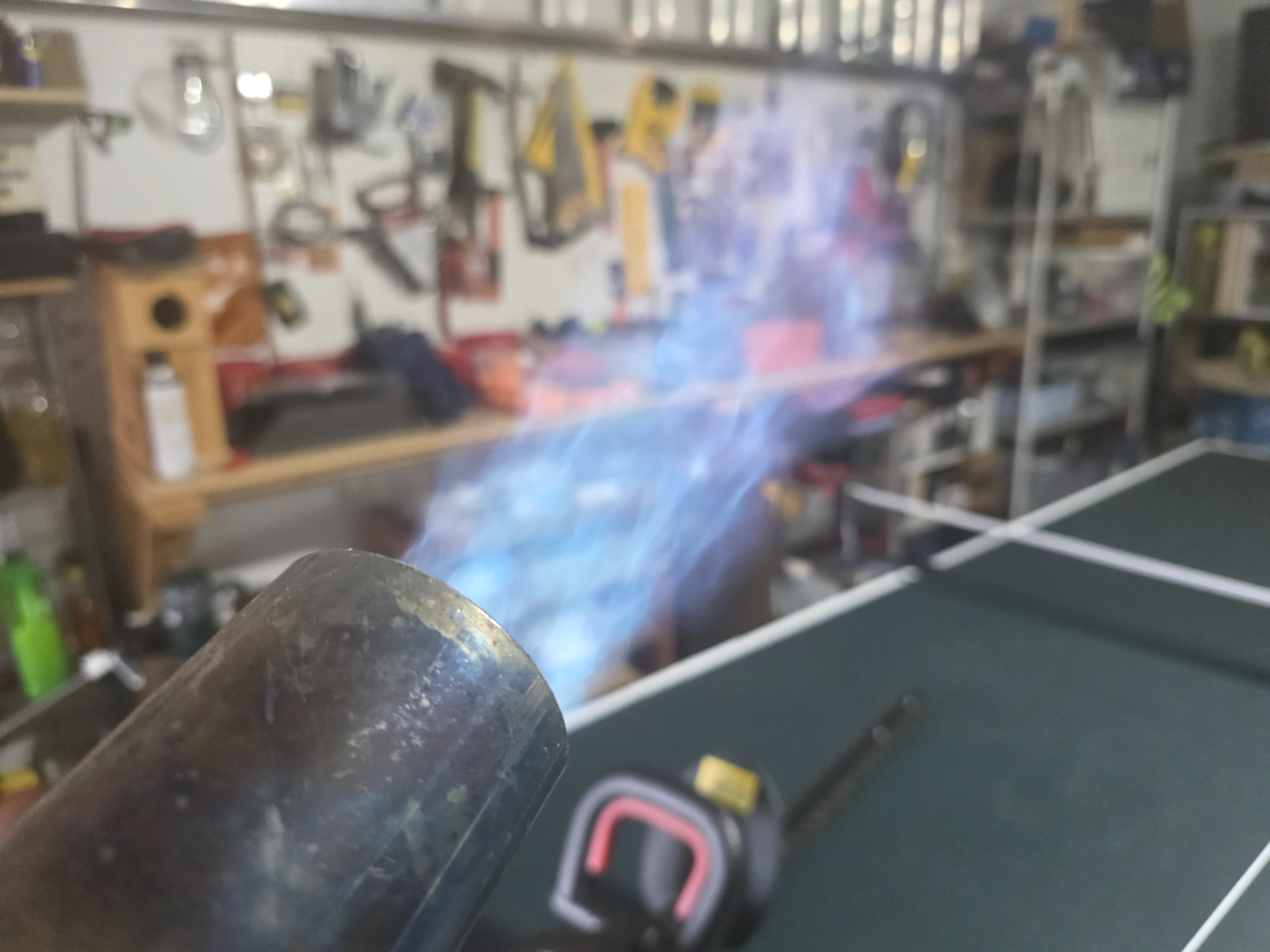 Quanie torch blue flame in garage